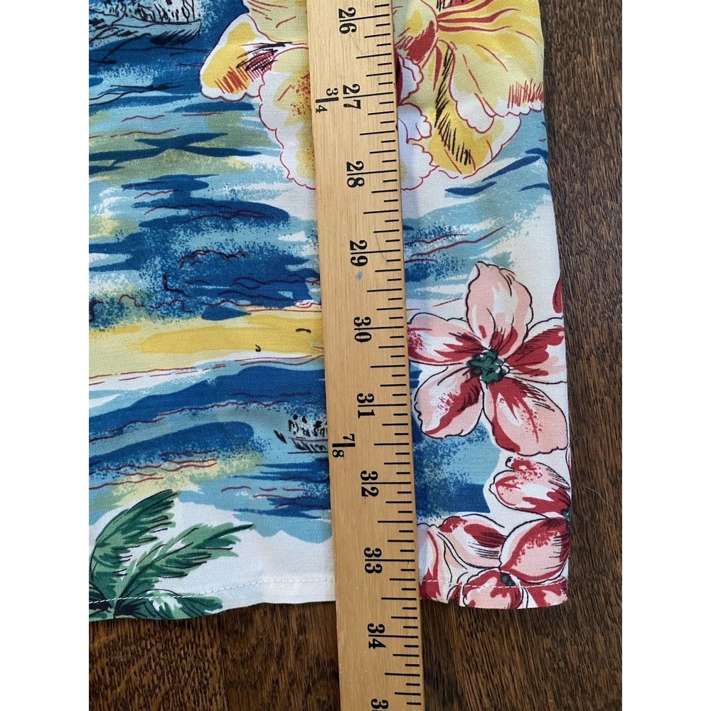 Vintage 90s Limited America Tea Timer T Shirt Dress Tropical L Rayon Tiki Cabana - Picture 8 of 9